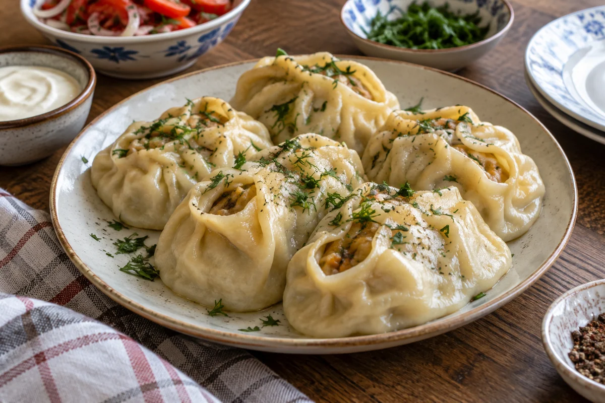 Манты с тыквой и мясом