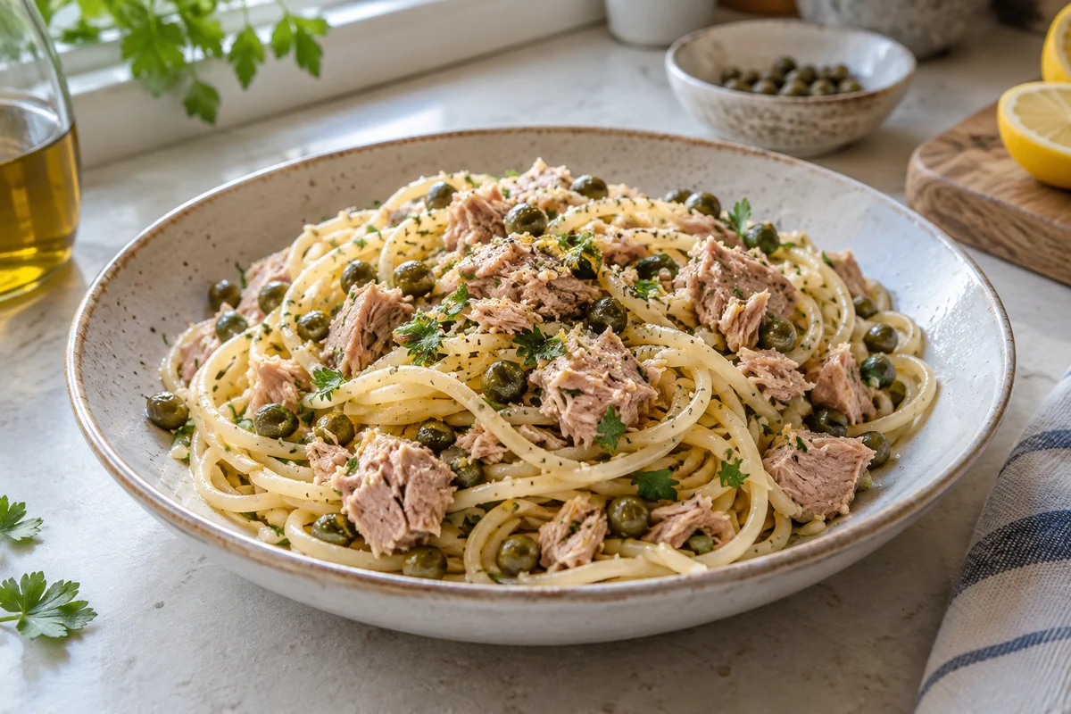 Паста с тунцом и каперсами