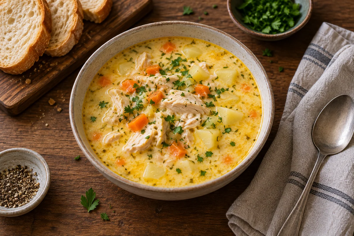 Сырный суп с курицей
