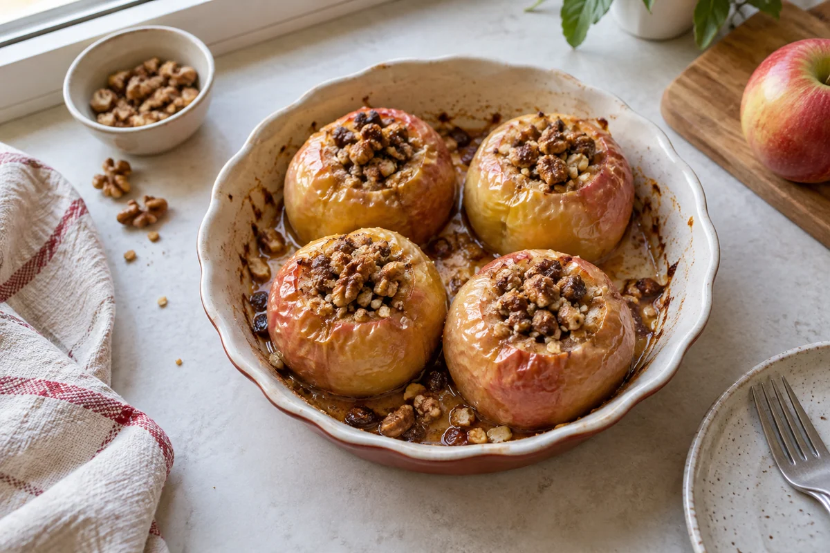 Запечённые яблоки с орехами